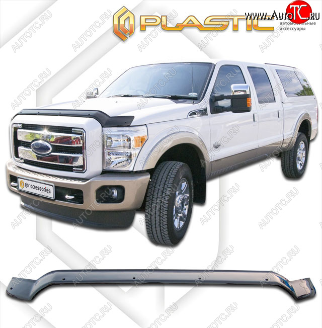 2 899 р. Дефлектор капота (exclusive) CA-Plastic  Ford F350  P473 PickUp CrewCab (2010-2016) (Classic чёрный, Без надписи)  с доставкой в г. Москва