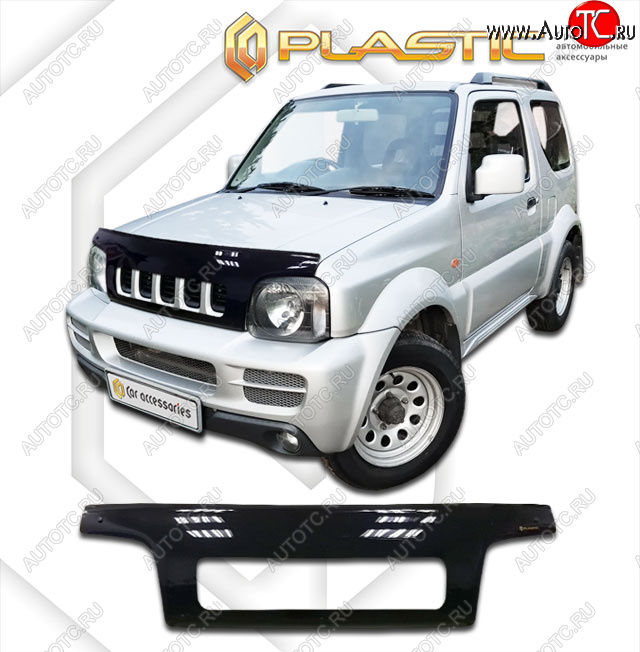 2 369 р. Дефлектор капота (exclusive) CA-Plastic  Suzuki Jimny  JB23/JB43 (1998-2012) дорестайлинг, 1-ый рестайлинг (Classic чёрный, Без надписи)  с доставкой в г. Москва