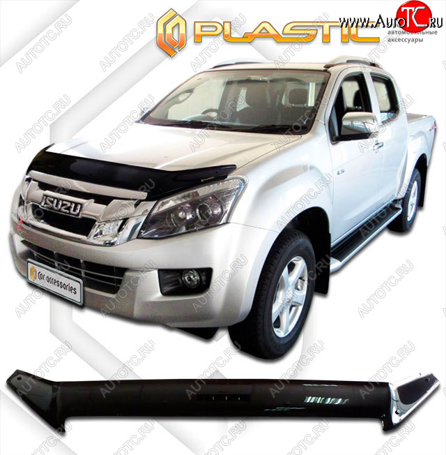 2 199 р. Дефлектор капота (exclusive) CA-Plastic  Isuzu D-Max ( RT85 ExtendedCab,  RT85,TFR ExtendedCab) (2011-2021) дорестайлинг, рестайлинг (Classic чёрный, Без надписи)  с доставкой в г. Москва