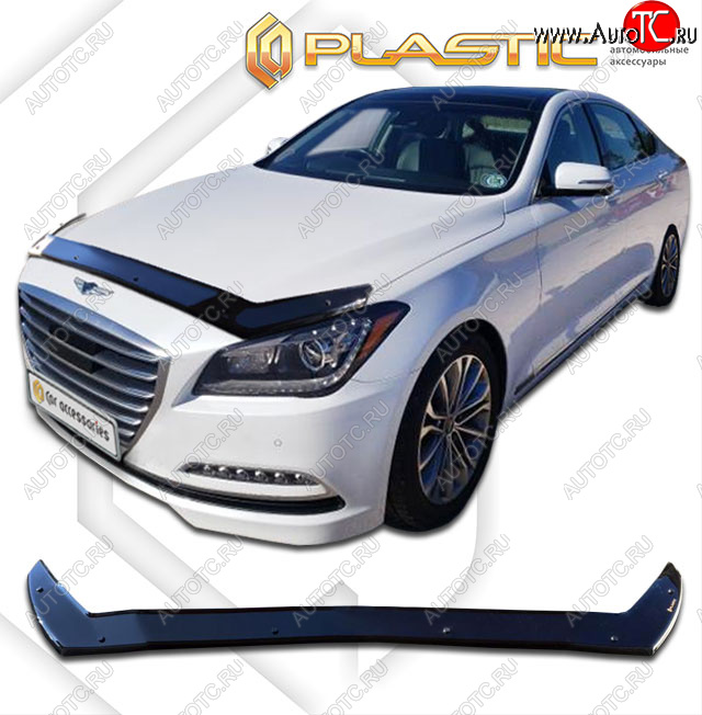 2 369 р. Дефлектор капота (exclusive) CA-Plastic  GENESIS G80  DH (2017-2020) (Classic чёрный, Без надписи)  с доставкой в г. Москва