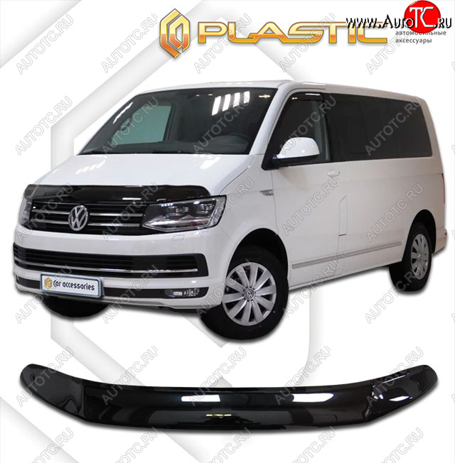 2 779 р. Дефлектор капота (exclusive) CA-Plastic  Volkswagen Caravelle  T6 (2015-2019) дорестайлинг (Classic чёрный, Без надписи)  с доставкой в г. Москва