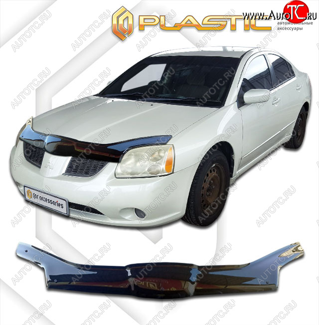 2 369 р. Дефлектор капота (exclusive) CA-Plastic  Mitsubishi Galant  9 (2004-2009) седан (Classic черный, Без надписи)  с доставкой в г. Москва