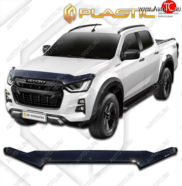 3 099 р. Дефлектор капота (exclusive) CA-Plastic  Isuzu D-Max  RG (2020-2023) DoubleCab (Classic чёрный, Без надписи)  с доставкой в г. Москва