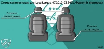 3 599 р. Чехлы сидений Lord Autofashion Дублин (жаккард, 2 места, с подголовниками)  Лада Ларгус (2012-2021) дорестайлинг R90 (Чёрный, Ёж белый)  с доставкой в г. Москва. Увеличить фотографию 2