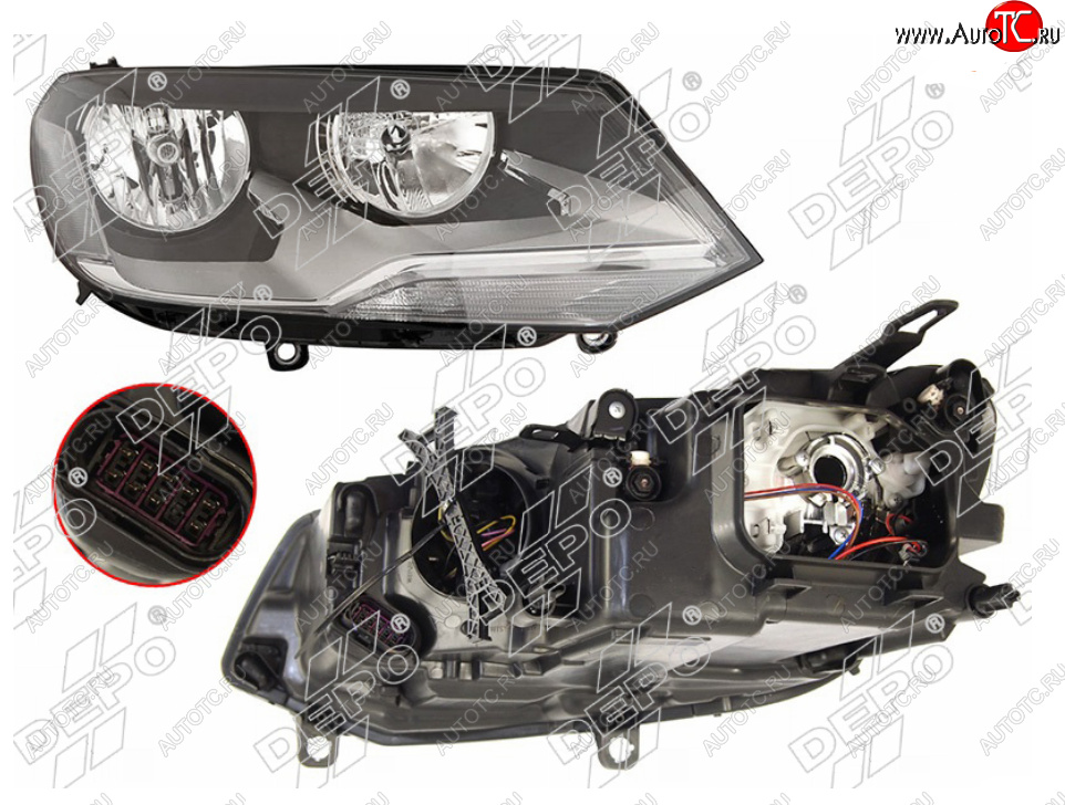 6 299 р. Правая фара (галоген, с корректором) DEPO Volkswagen Touareg NF дорестайлинг (2010-2014)  с доставкой в г. Москва