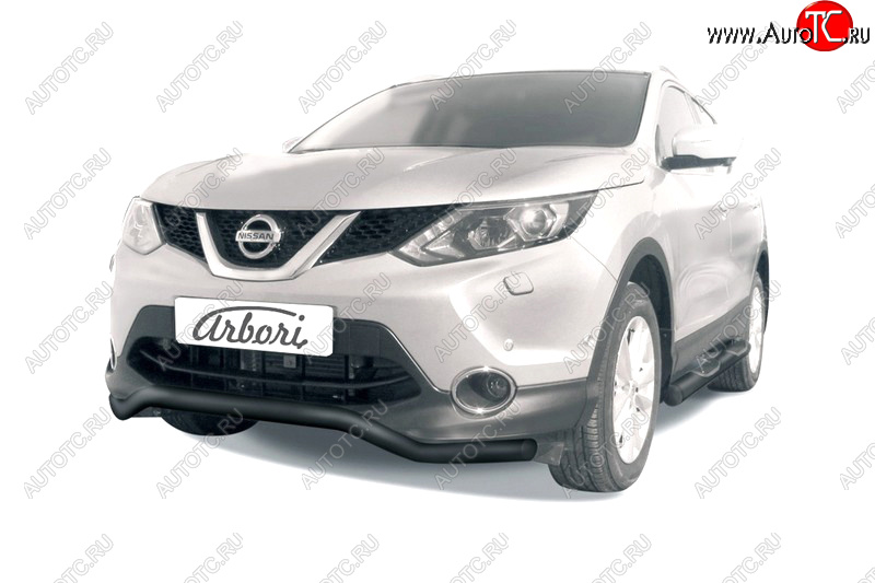 1 899 р. Защита переднего бампера (диаметр 57 мм) Arbori  Nissan Qashqai  2 (2013-2019) J11 дорестайлинг  с доставкой в г. Москва