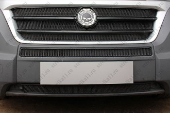 6 399 р. Защитная сетка в бампер (ячейка 3х7 мм, 5 частей) Alfeco Стандарт  Fiat Ducato  290 (2014-2025) (Чёрная)  с доставкой в г. Москва. Увеличить фотографию 2