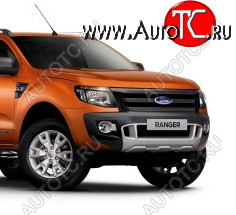 6 949 р. Защитная сетка в бампер (ячейка 4х10 мм.) Alfeco Премиум Ford Ranger RapCab дорестайлинг (2011-2016) (Чёрная)  с доставкой в г. Москва