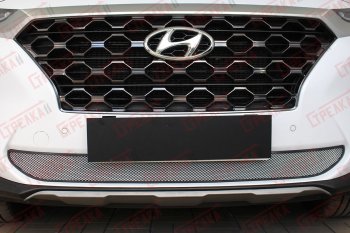 Защитная сетка радиатора в бампер (ячейка 3х7 мм) Стрелка11 Стандарт Hyundai (Хюндаи) Santa Fe (Санта)  TM (2018-2021) TM дорестайлинг ()