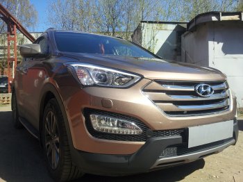 Защитная сетка радиатора в бампер (ячейка 4х10 мм) Стрелка11 Премиум Hyundai (Хюндаи) Santa Fe (Санта)  DM (2012-2016) DM дорестайлинг