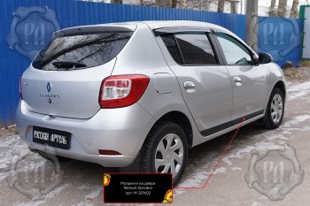 3 799 р. Комплект молдингов на двери (4 шт, узкие) Русская Артель  Renault Sandero  (B8) (2014-2018) дорестайлинг (Поверхность глянец, Неокрашенные)  с доставкой в г. Москва. Увеличить фотографию 2