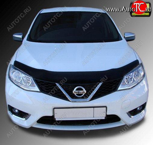 1 329 р. Дефлектор капота SIM Nissan Tiida 2 хэтчбек C13 дорестайлинг (2015-2016)  с доставкой в г. Москва