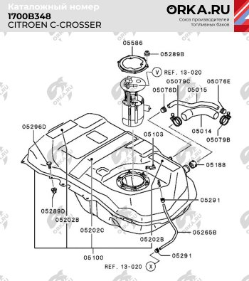 20 799 р. Топливный бак (пластик, 50 л.) BAKPLAST  CITROEN C-crosser (2007-2012)  с доставкой в г. Москва. Увеличить фотографию 2