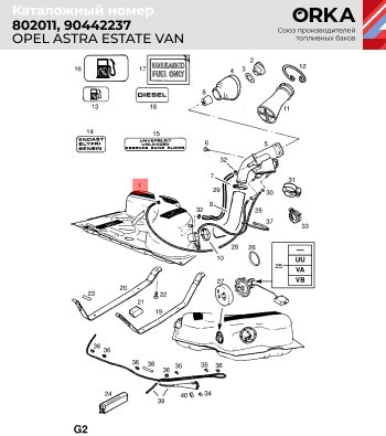 11 499 р. Топливный бак (сталь, антикоррозия) ORKA Opel Astra F седан рестайлинг (1994-1998)  с доставкой в г. Москва. Увеличить фотографию 2