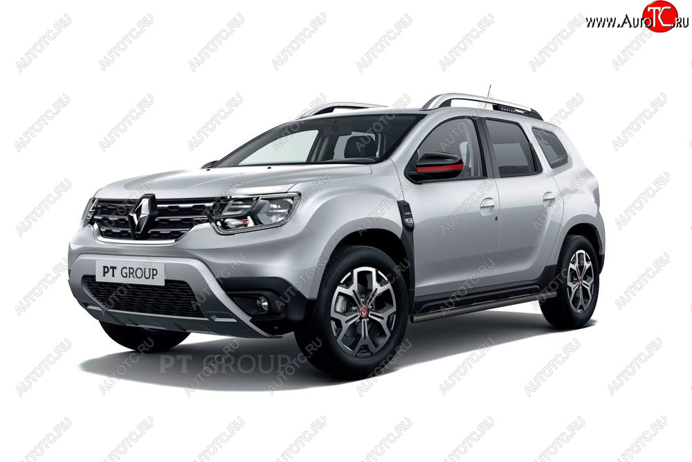 6 849 р. Защита порогов (прямая, Ø63 мм) Petroil Tuning Renault Duster HM рестайлинг (2021-2024) (окраска в черный (Шагрень))  с доставкой в г. Москва