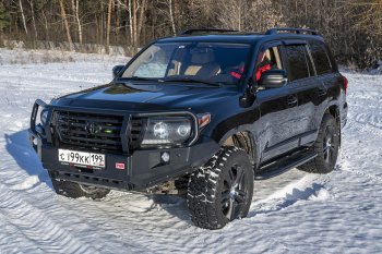 65 999 р. Бампер передний силовой РИФ  Toyota Land Cruiser  200 (2007-2015) дорестайлинг, 1-ый рестайлинг (С дополнительными фарами, защитной дугой и защитой бачка омывателя)  с доставкой в г. Москва. Увеличить фотографию 2