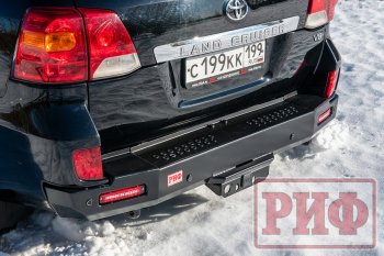 88 999 р. Бампер силовой задний РИФ Toyota Land Cruiser 200 1-ый рестайлинг (2012-2015) (с квадратом под фаркоп и фонарями)  с доставкой в г. Москва. Увеличить фотографию 2