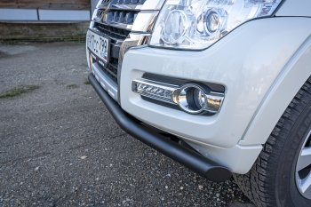 38 999 р. Бампер передний силовой РИФ  Mitsubishi Pajero ( 4 V90,  4 V80) (2006-2020) дорестайлинг, дорестайлинг, 1-ый рестайлинг, 3 дв. 1-ый рестайлинг, 2-ой рестайлинг (Под площадку для лебёдки RIFPJR-30000 с защитой радиатора)  с доставкой в г. Москва. Увеличить фотографию 2