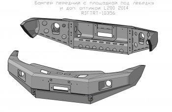 57 999 р. Бампер передний силовой РИФ Mitsubishi L200 4  рестайлинг (2013-2016) (С дополнительными фарами и защитой бачка омывателя)  с доставкой в г. Москва. Увеличить фотографию 4