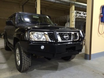 62 369 р. Бампер передний силовой РИФ  Nissan Patrol  5 (2004-2010) Y61 2-ой рестайлинг (С дополнительными фарами и защитной дугой)  с доставкой в г. Москва. Увеличить фотографию 4