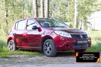 Защитная сетка решетки переднего бампера Русская Артель Renault Sandero (BS) (2009-2014) ()