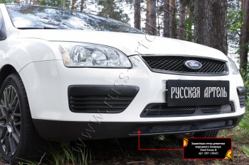 2 499 р. Защитная сетка решетки переднего бампера Русская Артель Ford Focus 2 хэтчбэк 5 дв. дорестайлинг (2004-2008) (Поверхность текстурная)  с доставкой в г. Москва. Увеличить фотографию 2