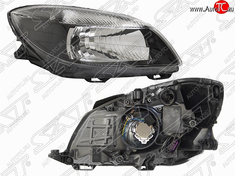 6 499 р. Правая фара передняя SAT (черная) Skoda Fabia Mk2 универсал рестайлинг (2010-2014)  с доставкой в г. Москва