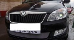 1 539 р. Сетка на бампер (рестайлинг) Russtal (хром) Skoda Fabia Mk2 универсал дорестайлинг (2007-2010)  с доставкой в г. Москва. Увеличить фотографию 4