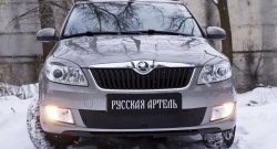 959 р. Зимняя заглушка решетки переднего бампера РА Skoda Fabia Mk2 хэтчбэк рестайлинг (2010-2014)  с доставкой в г. Москва. Увеличить фотографию 2