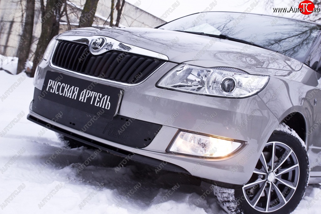 959 р. Зимняя заглушка решетки переднего бампера РА Skoda Fabia Mk2 хэтчбэк рестайлинг (2010-2014)  с доставкой в г. Москва