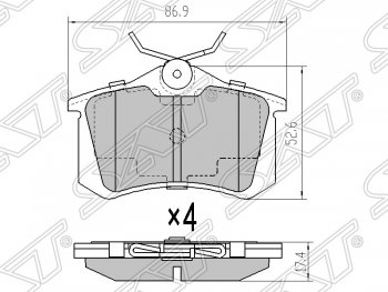 479 р. Колодки тормозные SAT (задние) Audi A3 8L1 хэтчбэк 3 дв. дорестайлинг (1996-2000)  с доставкой в г. Москва. Увеличить фотографию 1