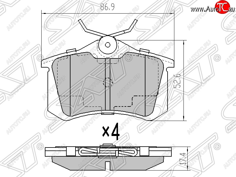 479 р. Колодки тормозные SAT (задние) Audi A3 8L1 хэтчбэк 3 дв. дорестайлинг (1996-2000)  с доставкой в г. Москва