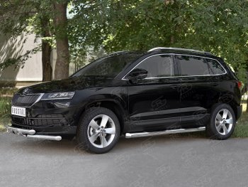 29 999 р. Защита переднего бампера (2 трубы Ø63 мм, нержавейка) SLITKOFF Skoda Karoq NU7 дорестайлинг (2017-2021)  с доставкой в г. Москва. Увеличить фотографию 3