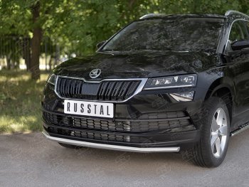 16 999 р. Защита переднего бампера (Ø42 мм, нержавейка) SLITKOFF Skoda Karoq NU7 дорестайлинг (2017-2021)  с доставкой в г. Москва. Увеличить фотографию 2