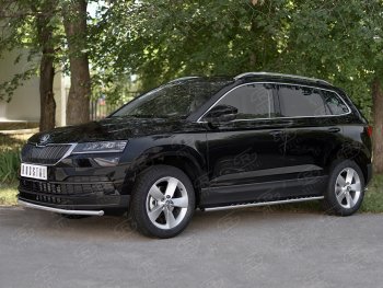 16 999 р. Защита переднего бампера (Ø42 мм, нержавейка) SLITKOFF Skoda Karoq NU7 дорестайлинг (2017-2021)  с доставкой в г. Москва. Увеличить фотографию 3