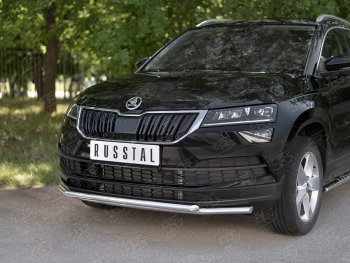 20 999 р. Защита переднего бампера (2 трубы Ø42 мм, нержавейка) SLITKOFF Skoda Karoq NU7 дорестайлинг (2017-2021)  с доставкой в г. Москва. Увеличить фотографию 2