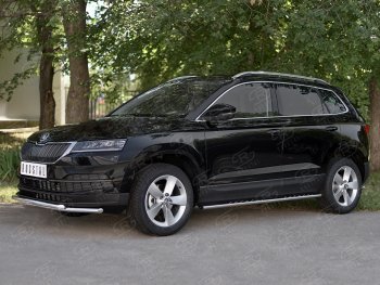 20 999 р. Защита переднего бампера (2 трубы Ø42 мм, нержавейка) SLITKOFF Skoda Karoq NU7 дорестайлинг (2017-2021)  с доставкой в г. Москва. Увеличить фотографию 3