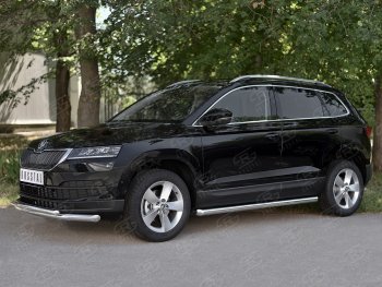 23 899 р. Защита переднего бампера (2 трубы Ø63 и 42 мм, нержавейка) SLITKOFF Skoda Karoq NU7 дорестайлинг (2017-2021)  с доставкой в г. Москва. Увеличить фотографию 3