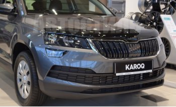 5 079 р. Дефлектор капота SIM Skoda Karoq NU7 рестайлинг (2020-2025)  с доставкой в г. Москва. Увеличить фотографию 1