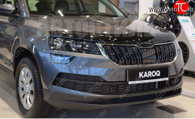 2 999 р. Дефлектор капота SIM Skoda Karoq NU7 дорестайлинг (2017-2021)  с доставкой в г. Москва