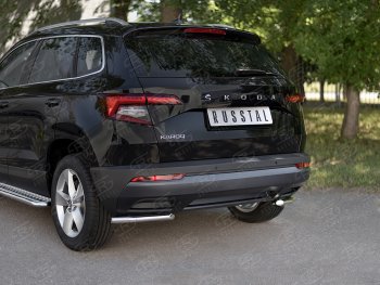 12 599 р. Защита заднего бампера (Ø42 мм уголки, нержавейка) SLITKOFF Skoda Karoq NU7 дорестайлинг (2017-2021)  с доставкой в г. Москва. Увеличить фотографию 2