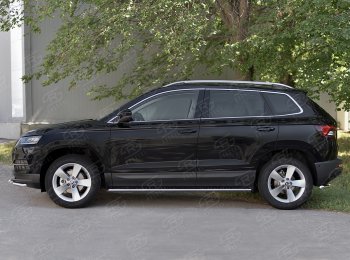 20 749 р. Защита порогов Russtal труба 75х42 овал с проступью Skoda Karoq NU7 рестайлинг (2020-2024)  с доставкой в г. Москва. Увеличить фотографию 3