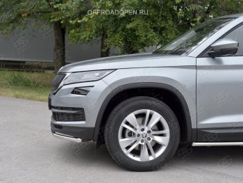 16 949 р. Защита переднего бампера (Ø42 мм, нержавейка) SLITKOFF Skoda Kodiaq NU7 дорестайлинг (2017-2021)  с доставкой в г. Москва. Увеличить фотографию 2