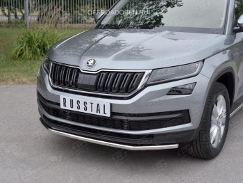 16 949 р. Защита переднего бампера (Ø42 мм, нержавейка) SLITKOFF Skoda Kodiaq NU7 дорестайлинг (2017-2021)  с доставкой в г. Москва. Увеличить фотографию 3