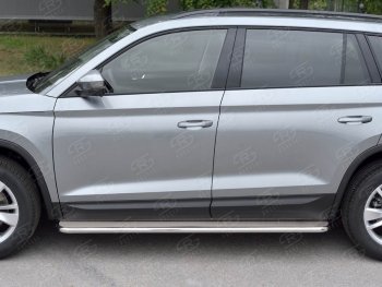 38 999 р. Широкая защита порогов из трубы диаметром 42 мм SLITKOFF v3 Skoda Kodiaq NU7 дорестайлинг (2017-2021)  с доставкой в г. Москва. Увеличить фотографию 2