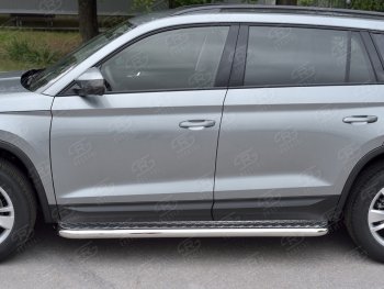 31 599 р. Широкая защита порогов с трубой диаметром 63 мм SLITKOFF v1 Skoda Kodiaq NU7 дорестайлинг (2017-2021)  с доставкой в г. Москва. Увеличить фотографию 3