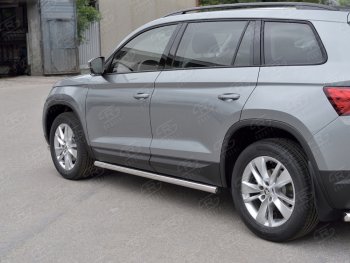 20 849 р. Защита порогов из круглой трубы диаметром 63 мм SLITKOFF v2 Skoda Kodiaq NU7 дорестайлинг (2017-2021)  с доставкой в г. Москва. Увеличить фотографию 2