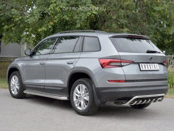 24 799 р. Защита заднего бампера (Ø42 мм волна+зубы, нержавейка) SLITKOFF Skoda Kodiaq NU7 дорестайлинг (2017-2021)  с доставкой в г. Москва. Увеличить фотографию 2