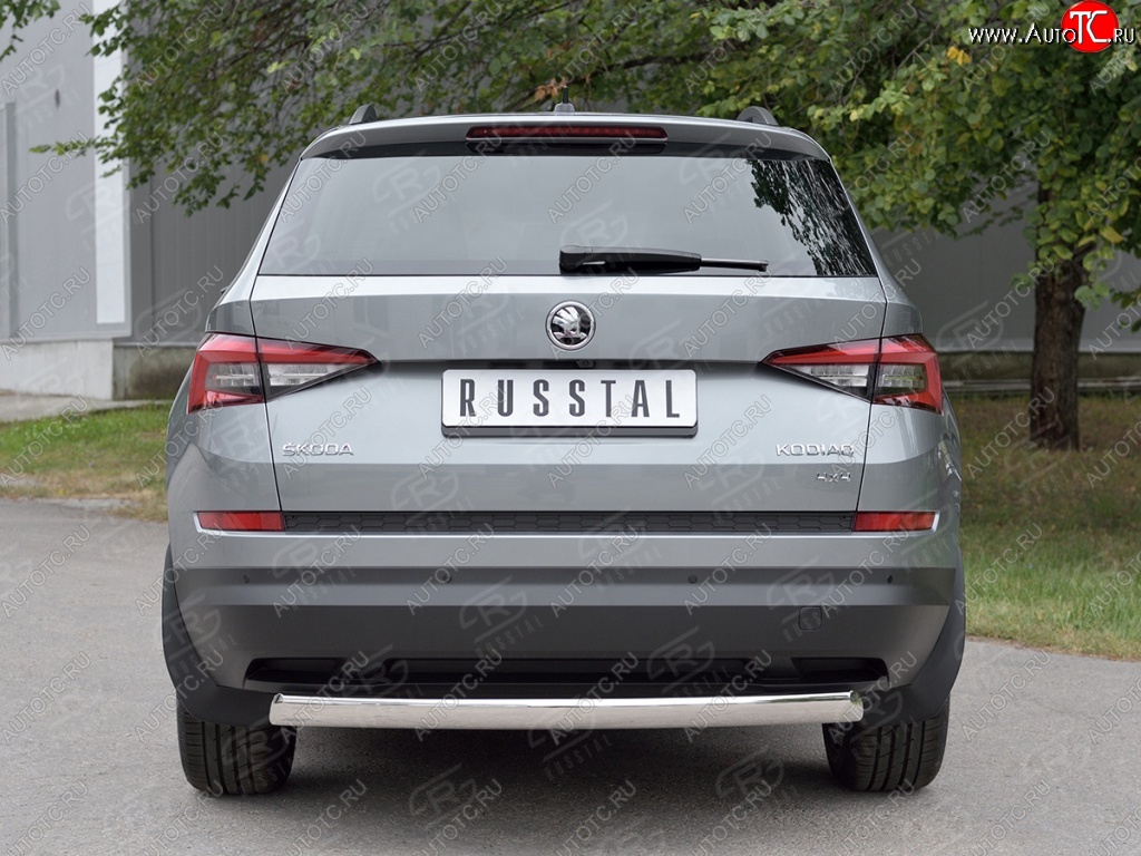 9 649 р. Защита заднего бампера d75х42 дуга Russtal  Skoda Kodiaq  NU7 (2017-2021) дорестайлинг  с доставкой в г. Москва