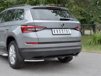 15 399 р. Защита заднего бампера (Ø42 мм, уголки, нержавейка) SLITKOFF Skoda Kodiaq NU7 дорестайлинг (2017-2021)  с доставкой в г. Москва. Увеличить фотографию 3